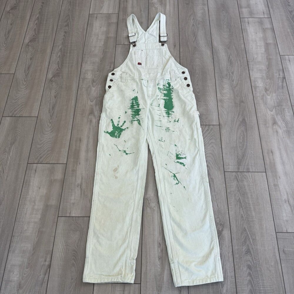 Dickies Overall Women's sz XS Ivory Reworked Customโ Hand Paint Splatter